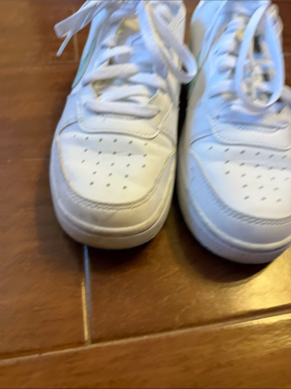 Nike White Sneakers with Mint Green Swoosh